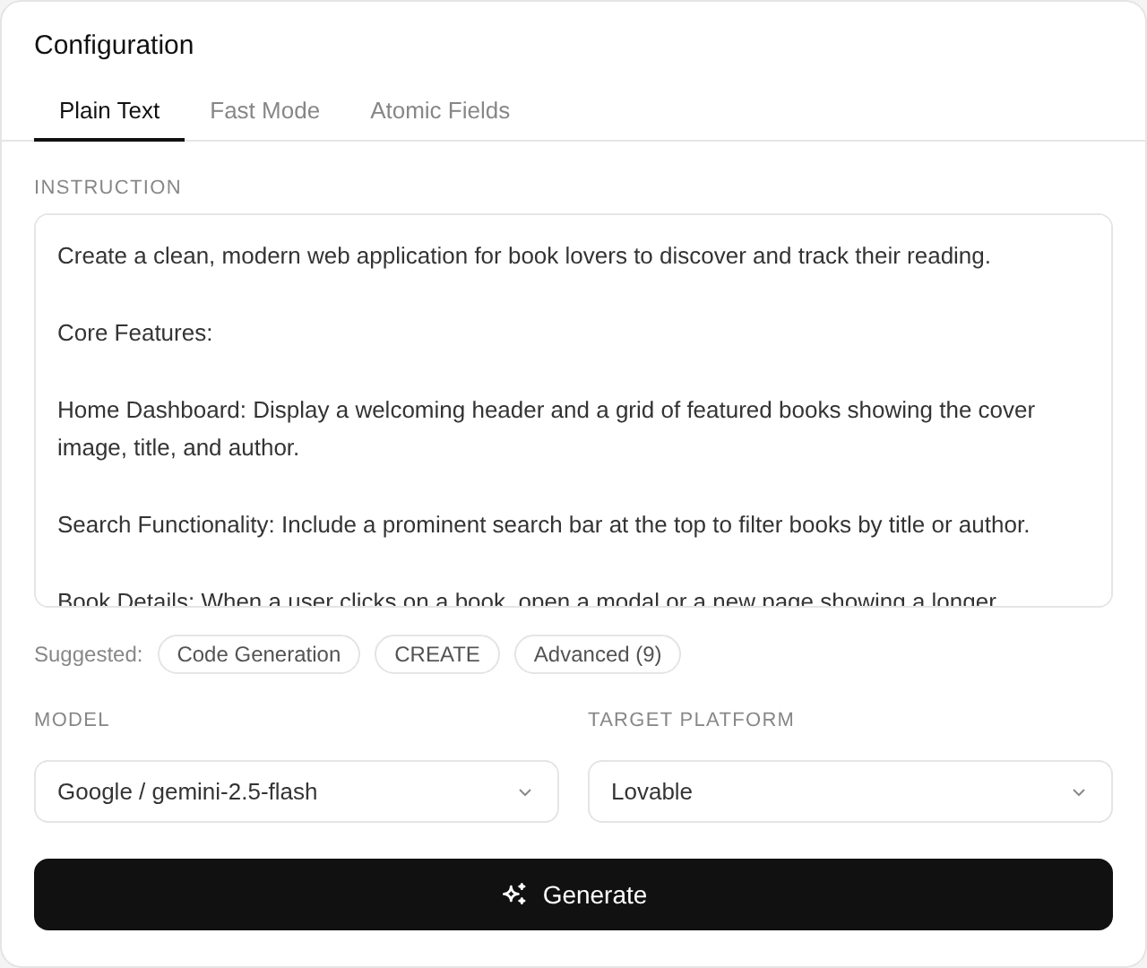 prompt-x — plain text input, book app example